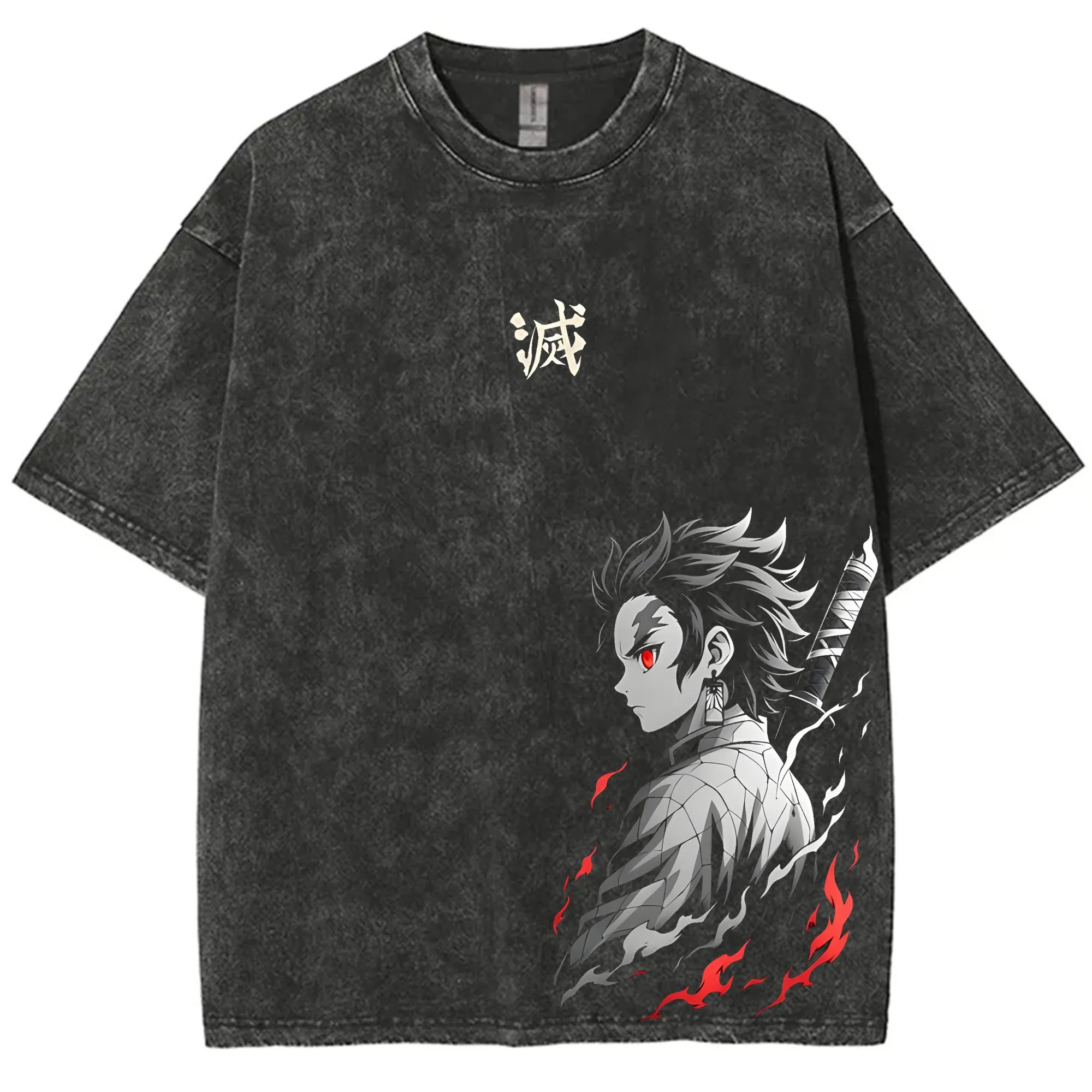 Anime Merchandise Demon Slayer - Streetwear Demon Slayer Vintage Gewassen Grafische